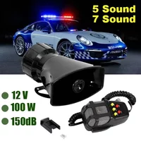 12V 100W Mic PA System Emergency Amplifier Hooter Police Siren Air Horn Megaphone Tone Car Horn Car Warning Alarm Speakers Loud