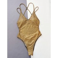 sexy glitter gold seuqine swimsuit one piece back bandage bathing suit swimsuit swimwear women beach outfits biquini tankini