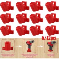 12/6pcs Tool Battery Holder Wall Mount Compatible for Milwaukee 12V ABS Plastic Drill Tool Hanger Power Tool Storage Drill Hange