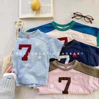 2025 Summer New Children Short Sleeve T Shirts Letter Print Boys Girls Casual Tee Cotton Thin Kids Versatile Breathable Tops