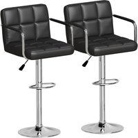 Bar Stools Set of 2, Faux Leather Breakfast Bars Stools, Swivel Height Adjustable Bar Chairs with Armrest Backrest and Footrest