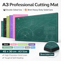 A3 Self-Healing Cutting Mat 45x30cm 3mm Thick Heavy Duty PVC Solid Core Double Sided Grid Craft DIY Office Tool