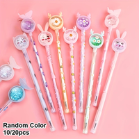 10/20pcs Cute Quicksand Glitter Gel Pens Aesthetic Cartoon Rabbit/Deer/Butterfly Pen Smooth Writing 0.5mm Black Pen for Students