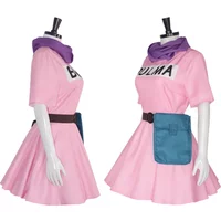 In stock new anime Bulma cosplay costume pink dress uniform Kawaii girls full set costume Halloween carnival adult women makeup