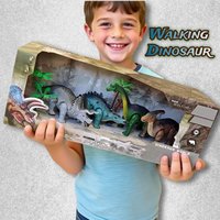 A Gift Set Of Dinosaur Toys, Running Mechanical Animal Toy That Walks Automatically When Wound Up. Birthday Gift For Children.