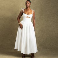 Trendy INS Women's Fashion Solid Color Dress Strapless Off-Shoulder Sleeveless Large Hem Dress