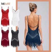 Latin Jazz Dance Dress For Women Rhinestone Sequins Tassel Fringe Ballroom Samba Tango Cha Cha Rumba Dance Leotards Rave Costume