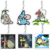 Totoro Acrylic Keychain Kawaii Anime Cartoon Pendant Decoration Accessories Girl Keyring Characters Christmas Bag Charms Gift