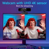 4K Ultra HD USB Webcam with Microphone & Privacy Cover, Plug and Play Computer Camera for Video Calling, Online Classes, Gaming,