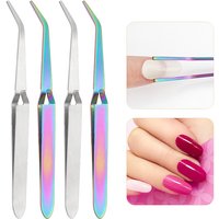 1Pcs Multifunction Stainless Steel Nail Art Shaping Tweezers Cross Nail Clip For Acrylic UV Gel Nails Gem Handling Manicure Tool