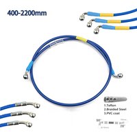Blue 400mm-2200mm Brake Hose Hydraulic DOT Line Cable 10mm 28°-90° Banjo for Suzuki Kawasaki Yamaha Pipe Line Braided oil hose