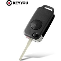 KEYYOU 1 Button Flip Folding Smart Remote Car Key Shell Fob Case Replacement For Mercedes Benz W168 W124 W202 1984-2004 A C E
