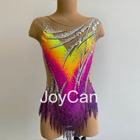 JoyCan Rhthmic Gymnastics Leotards Girls Women Purple Spandex Elegant Dance Wear for Competitiion BD9674