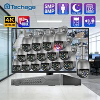 16CH 8MP PTZ AI POE Camera System UHD 4K 5MP Outdoor H.265 AI Human Detect Two-way Conversation CCTV Video NVR Support ONVIF