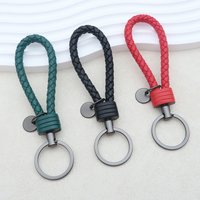 1pcs PU Leather Universal Car Keychain Braided Woven Rope Strap Key Ring DIY Bag Pendant Key Chain Holder Car Trinket Keyring
