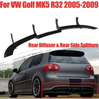 Balck Car Rear Diffuser Lip & Rear Side Splitters For VW For Golf MK5 R32 2005-2009 Rear Bumper Lip Diffuser Spoiler Splitter