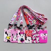 Disney Cartoon Minnie PVC Card Set Student Campus Anime Neck Bag Card Set Hanging Rope ID Card Set Keychain