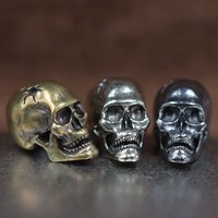 Bullet Hole Skull Head Brass Knife Beads EDC DIY Paracord Bracelets Accessories Punk Horror Ghost Head Woven Lanyard Pendants
