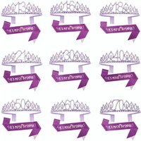 Rhinestone Birthday Tiara Crown Sash Set for Women Girls Sweet 13th 16th 18th 21st 30th 40th 50th 60th 70th Birthday Party Decor