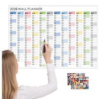 2026 Wall Calendar Yearly Planner Poster Decorative Planning Schedule for Home Office School Living Room 365 Days Large Format