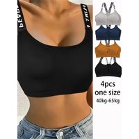 4Pcs Suitable for 40-65kg underwear women without underwire integrated with chest cushion back heart wrap chest fitness yoga