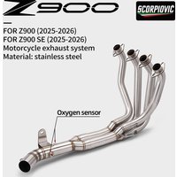 For ninja Z900 Z 900 2017-2026 Motorcycle Exhaust Escape Front Slip On Link Pipe With 2 oxygen sensors Connect Original Muffler