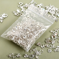 30Pcs Silver Alloy Nail Charms 3D Rhinestone Bow Star Heart Metal Nail Art Decoration