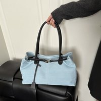 New Korean Retro Blue Women'S Shoulder Bag With Large Capacity Tote Bag Fashion Casual Commuting Handbag