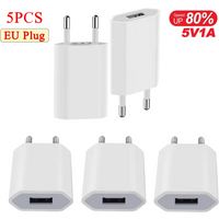 Universal 5V 1A EU Plug 1-5Pcs USB Home Travel Mobile Phone Charger For Samsung Xiaomi Redmi Huawei Charger Power Wall Adapter