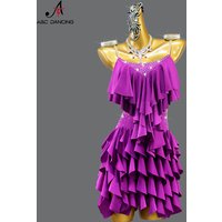 Women's Latin Dance Dress Girls Sexy Skirt Stage Dancewear Prom Party Costume Urban Line Competition Practice Prom Short Clothes