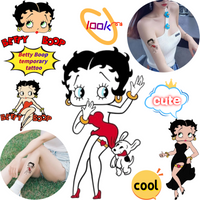 Betty Boop 2pcs Tattoo Stickers High-Value Cartoon Anime-Style Printed Creative Girl-Heart Waterproof Smudge-Proof Tattoo Decals