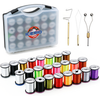 24spools Mix 75D/100D/140D Fly Tying Threads for Dry/Wet Flies Nymphs Streamer with Bobbin Threader Whip Finisher Bobbin Holder