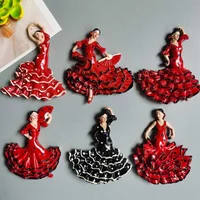 Spain Flamenco Fridge Magnets Spanish dancer Tourist Souvenir Decor Handicraft Magnetic Refrigerator sticker Collection Gifts