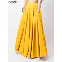 ZANZEA Fashion Women High Waist Solid Maxi Skirts Autumn Elegant Party Long Faldas Saia Casual A-line Skirt Female Work Jupe