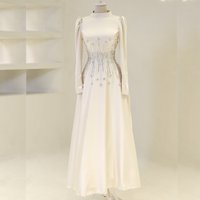 Customized High Quality Charmeuse Sequined Pleat A-line Collar Long Dresses Bespoke Occasion Sparkle
