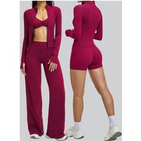 3PCS Tracksuit Yoga Suit Fitness Clothing Women's Sports Set Running Workout Clothes Long Sleeve Sports Bra Sportswear Gym Sets