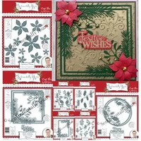 BerryHappy Christma Sprigs Poinsettias Holly Branches Fancy Frames Mistletoe Metal Cutting Dies Decorate Embossing Diy 2024 New