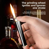 Ultra-thin and Compact Grinding Wheel Lighter, Metal Open Flame Lighter, Beautiful, Portable, Can Be Placed in A Cigarette Case