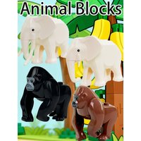City Animal Orangutan White Elephant Flamingo Owl Building Blocks Street View Forest Farm Zoo Beast Accessories Bricks Toys Gift