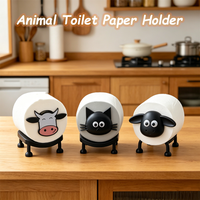 Adorable Free-Standing Animal Tissue Holder Cute Sheep/Cat/ Cow Design Paper Roll Stand for Bathroom Kitchen Countertop