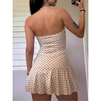 Summer New Cute Spicy Girl Sexy Polka Dot Streetwear Dress Fashionable Sleeveless Slimming Strapless Short Skirt Dress For Women