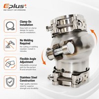 EPLUS Car Exhaust Pipe Universal Swivel Pipe Joint Stainless Steel Construction Clamp-On Mounting Welding-Free Installation