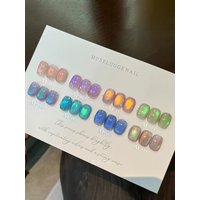 8pcs 2026 Summer Nail Art Women's Set Spring and Summer Colorful Blue, Green, Purple Aurora Trend Cat Eye Gel UV Nail Polish Gel
