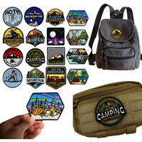 Scenery Embroidery Patch Hook and Loop Morale for Camping Applique Cloth Sticker Sewing DIY Backpack Bag Hat Craft Decor Repair