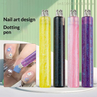 (Summer4)Nail Art Design Tip Painting Carving Dotting Pen Stainless Steel Bristles Starry Sky Handle Nail Art Dotting Tools