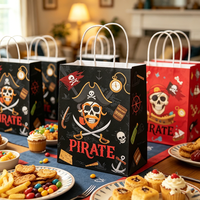 6/12/24Pcs Pirate Party Gift Bags Treasure Hunt Goodie Bags with Handles for Pirate Birthday Decor Nautical Themed Party Supplie