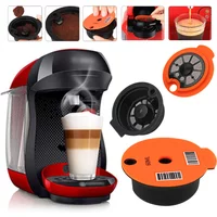 60/180ML Reusable Coffee Capsule Pods Coffee Capsule Cup with Spoon Brush for BOSCH-s Machine Tassimo Refillable Filter Maker
