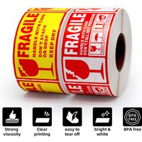 500 pieces of fragile stickers, 90x50 millimeters, waterproof and tear-resistant warning labels 1.97*3.54-, handle with care, pe