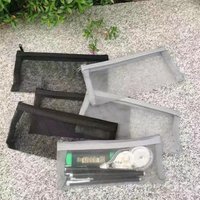Girl Mesh Cosmetic Bag Nets Stationery Pencil Bag Case Holder Zipper Portable Lipsticks Keys Coin Charge Cable Organizer Case