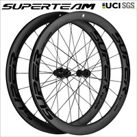 SUPERTEAM Carbon Fiber Road Wheelset 700C Disc Brake 50mm Tubeless Clincher Bike Wheels 6-Pawl Hub Compatible with HG/XDR image 3